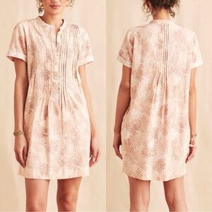 Faherty Gemina Mini Dress in Peach Palms Size Medium